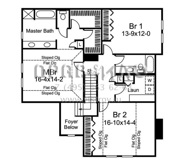 Проект двухэтажного дома с гаражом на две машины в английском стиле S5-246 (5633-00383)