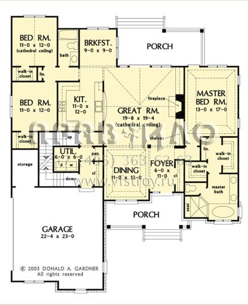 Проект одноэтажного дома с гаражом на две машины в стиле Ранчо S5-181 (2865-00285)
