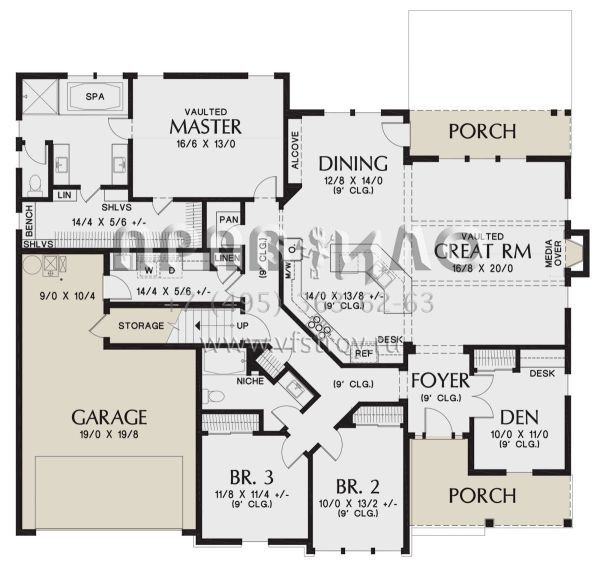 Проект одноэтажного дома с гаражом на две машины в американском стиле S5-204 (2559-00817)