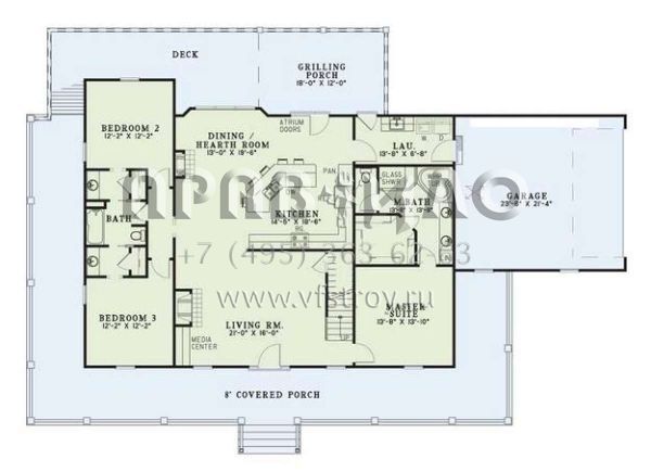 Проект двухэтажного дома с гаражом на две машины в стиле Ранчо S5-178 (110-00455)