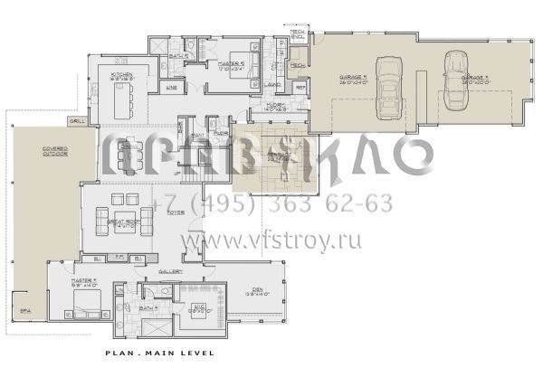 Проект двухэтажного дома с гаражом на три и более машин в современном стиле S5-374 (5829-00032)