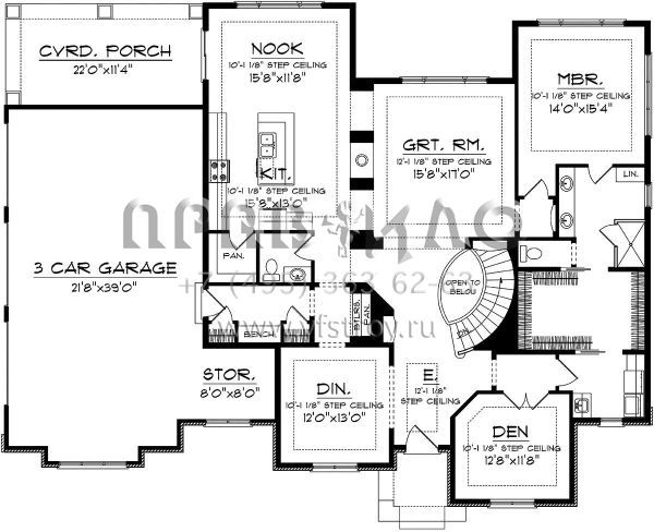 Проект одноэтажного дома с гаражом на три и более машин в английском стиле S5-358 (1020-00201)