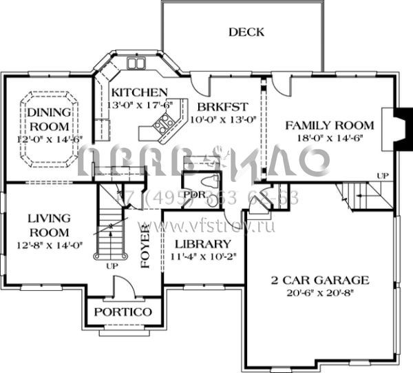 Проект двухэтажного дома с гаражом на две машины в стиле Ранчо S5-255 (3323-00170)