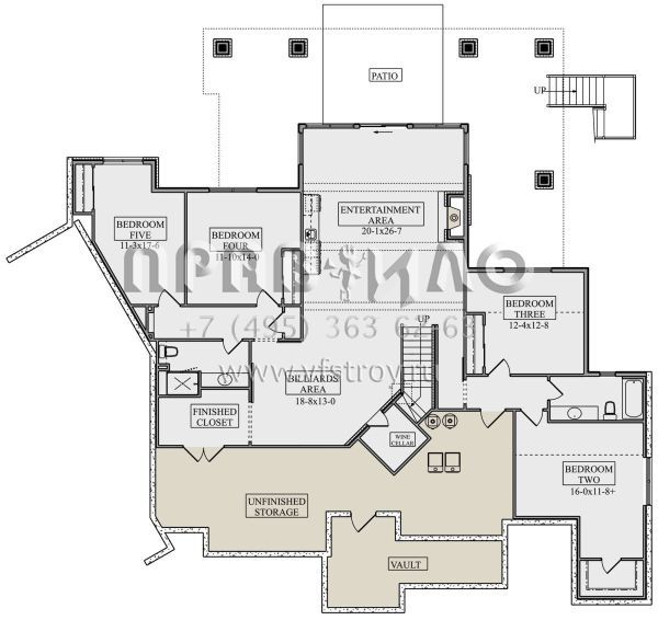 Проект одноэтажного дома с гаражом на три и более машин в американском стиле S5-262 (5631-00100)