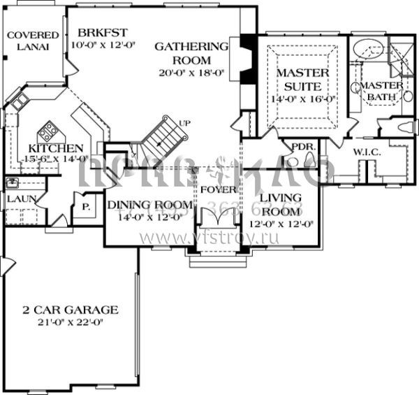 Проект двухэтажного дома с гаражом на две машины в стиле Ранчо S5-256 (3323-00172)