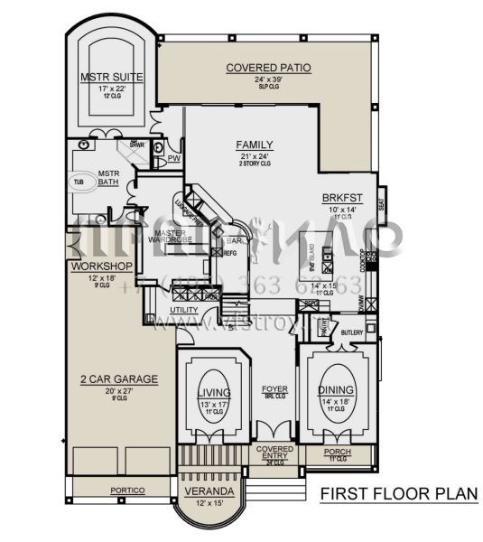 Проект двухэтажного дома с гаражом на две машины в прибрежном стиле S5-495 (5445-00436)