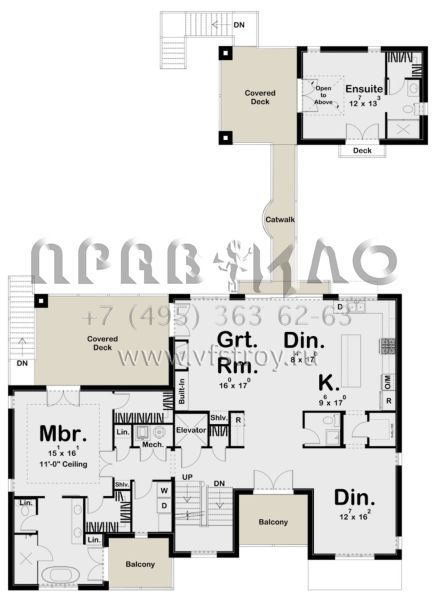 Проект трехэтажного дома с гаражом на три и более машин в прибрежном стиле S5-407 (963-00482)