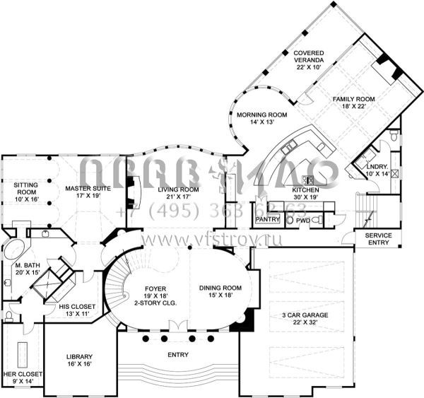 Проект двухэтажного дома с гаражом на три и более машин в современном стиле S5-488 (4195-00022)