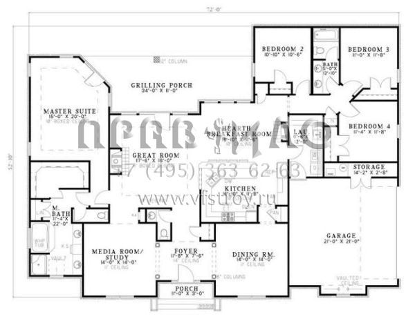 Проект одноэтажного дома с гаражом на две машины в английском стиле S5-244 (110-00642)