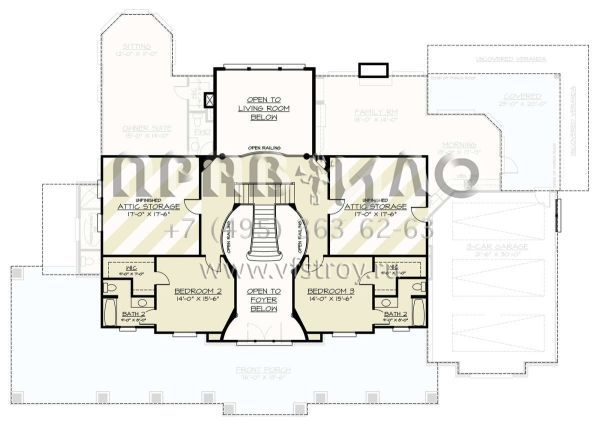 Проект двухэтажного дома с гаражом на три и более машин в американском стиле S5-370 (4195-00071)