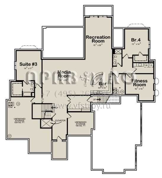 Проект одноэтажного дома с гаражом на три и более машин в стиле Ранчо S5-368 (402-01684)