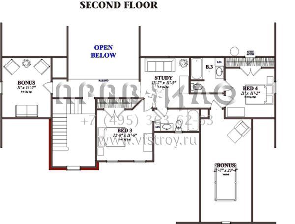 Проект двухэтажного дома с гаражом на две машины в стиле Ранчо S5-249 (1070-00043)