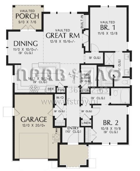 Проект одноэтажного дома с гаражом на одну машину в современном стиле S5-119 (2559-00915)