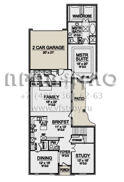 Проект двухэтажного дома с гаражом на две машины в английском стиле S5-302 (5445-00424)