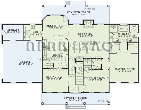 Проект двухэтажного дома с гаражом на две машины в стиле Ранчо S5-251 (110-00017)