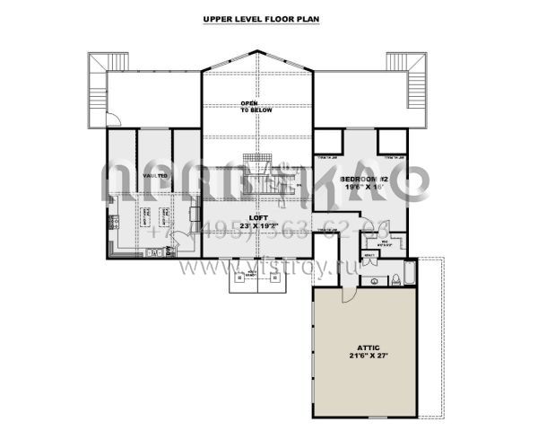 Проект двухэтажного дома с гаражом на две машины в стиле Ранчо S5-493 (039-00735)
