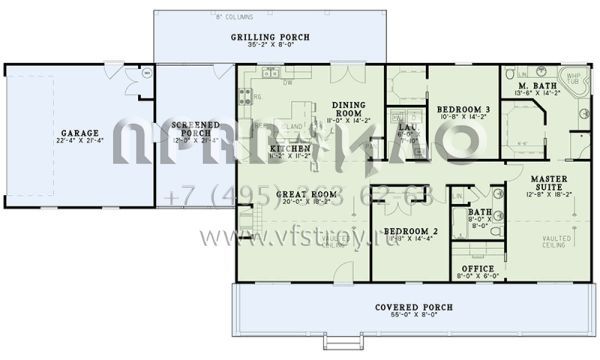 Проект одноэтажного дома с гаражом на две машины в стиле Ранчо S5-167 (110-01043)