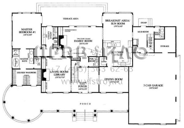 Проект двухэтажного дома с гаражом на три и более машин в стиле Ранчо S5-346 (7922-00194)