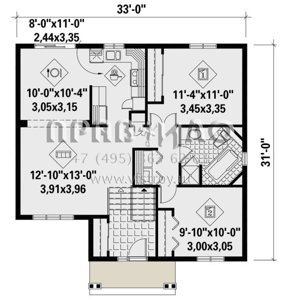 Проект одноэтажного дома без гаража в английском стиле S5-89 (6146-00461)
