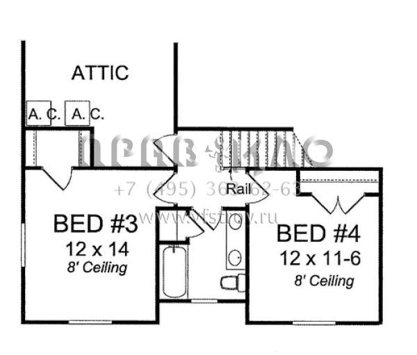 Проект двухэтажного дома с гаражом на три и более машин в стиле Ранчо S5-279 (4848-00071)