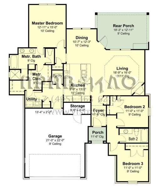 Проект одноэтажного дома с гаражом на две машины в стиле Ранчо S5-157 (7516-00021)