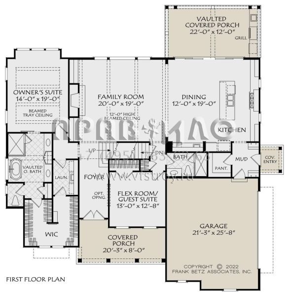 Проект двухэтажного дома с гаражом на две машины в стиле Ранчо S5-260 (8594-00470)