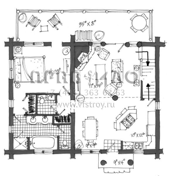 Проект двухэтажного дома с гаражом на две машины в русском стиле S5-186 (1907-00001)