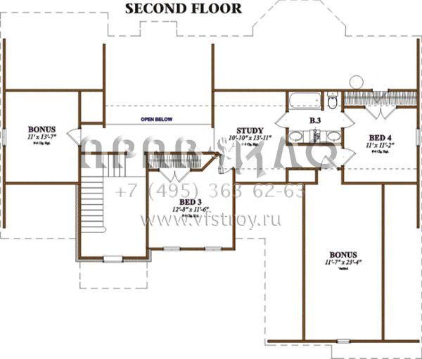 Проект двухэтажного дома с гаражом на две машины в стиле Ранчо S5-244 (1070-00042)