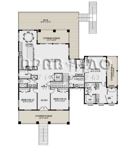 Проект трехэтажного дома с гаражом на три и более машин в прибрежном стиле S5-323 (6849-00142)