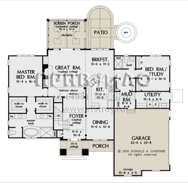 Проект двухэтажного дома с гаражом на две машины в стиле Ранчо S5-264 (2865-00187)