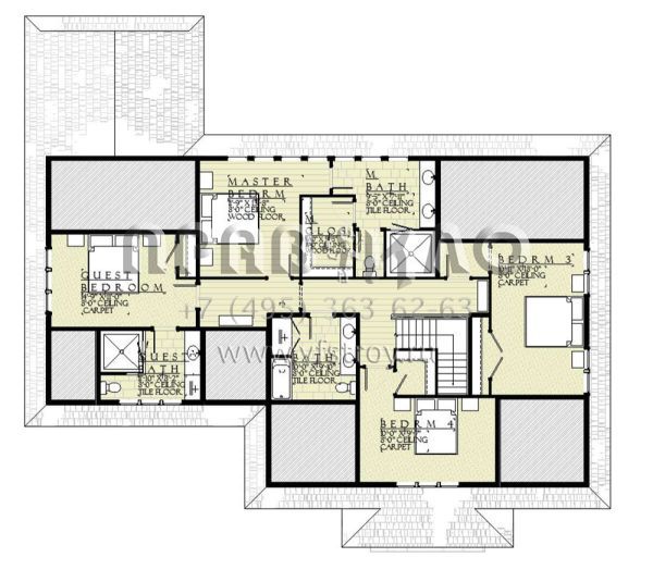 Проект двухэтажного дома с гаражом на три и более машин в стиле Ранчо S5-293 (1637-00161)