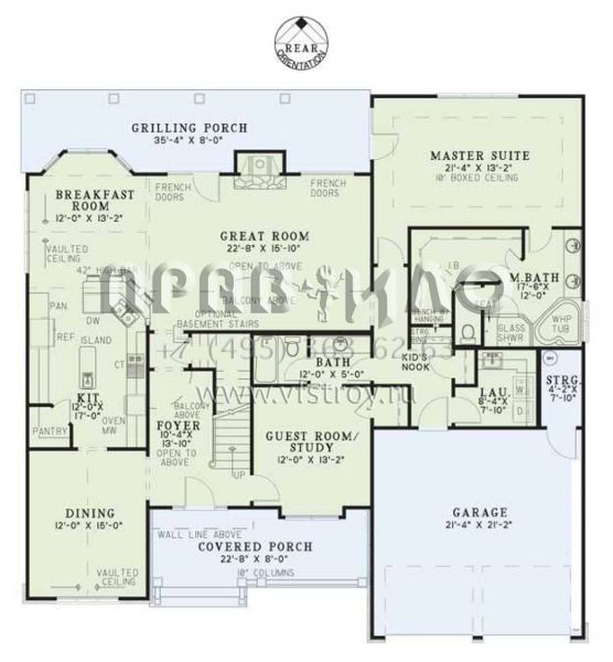 Проект двухэтажного дома с гаражом на две машины в стиле Ранчо S5-256 (110-00700)