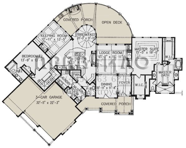 Проект одноэтажного дома с гаражом на три и более машин в американском стиле S5-225 (699-00318)
