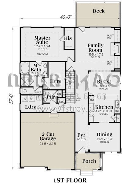 Проект двухэтажного дома с гаражом на две машины в стиле Ранчо S5-220 (009-00129)