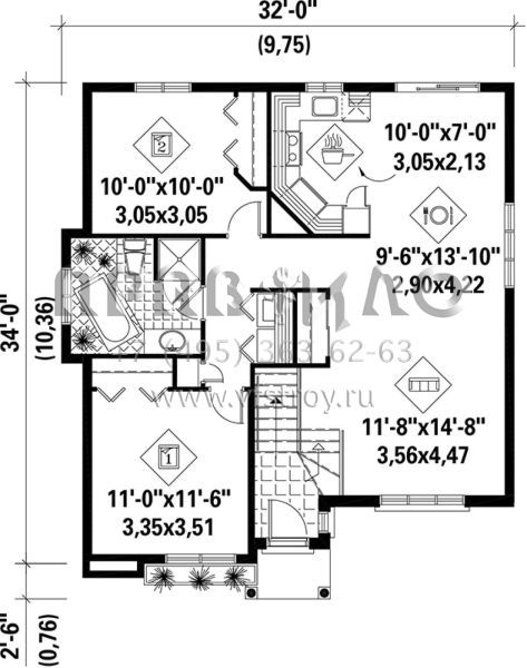Проект одноэтажного дома без гаража в стиле Ранчо S5-92 (6146-00062)