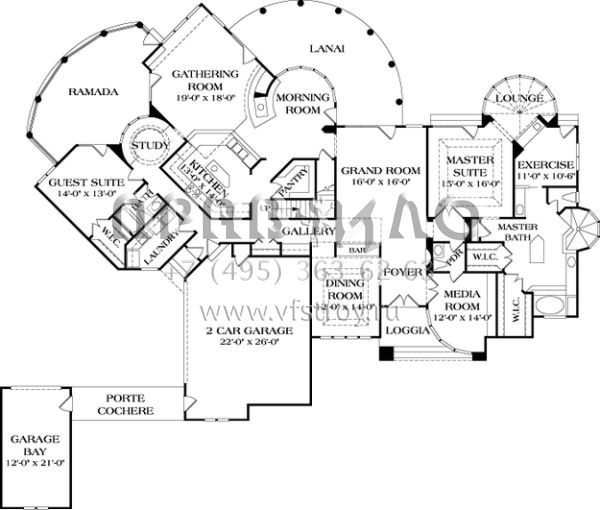 Проект двухэтажного дома с гаражом на три и более машин в стиле Ранчо S5-485 (3323-00475)