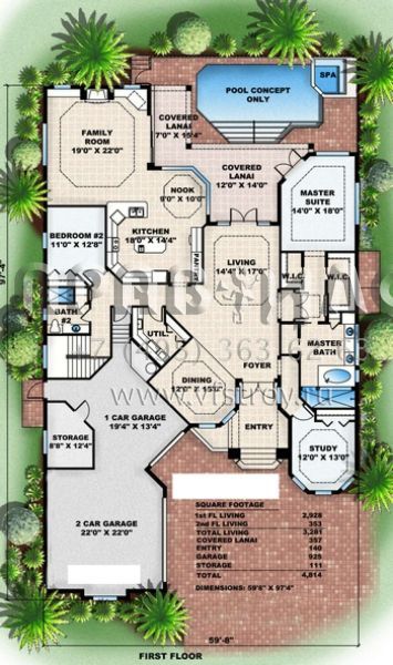Проект двухэтажного дома с гаражом на три и более машин в прибрежном стиле S5-272 (575-00081)