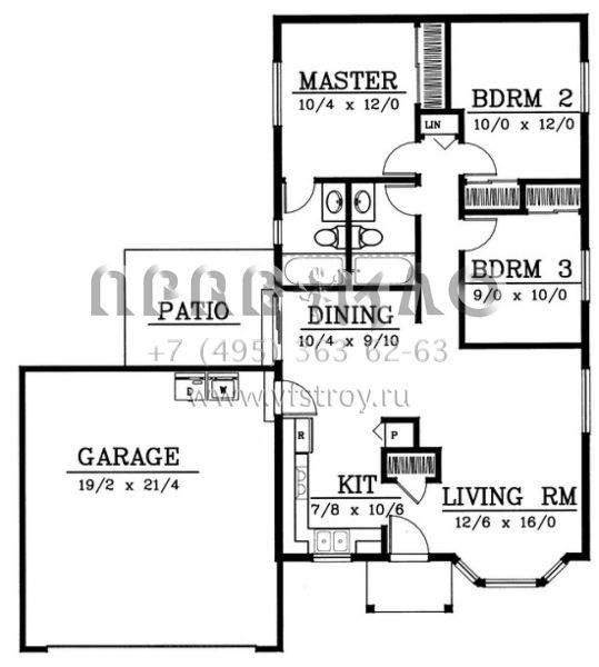Проект одноэтажного дома с гаражом на две машины в стиле Ранчо S5-95 (692-00092)