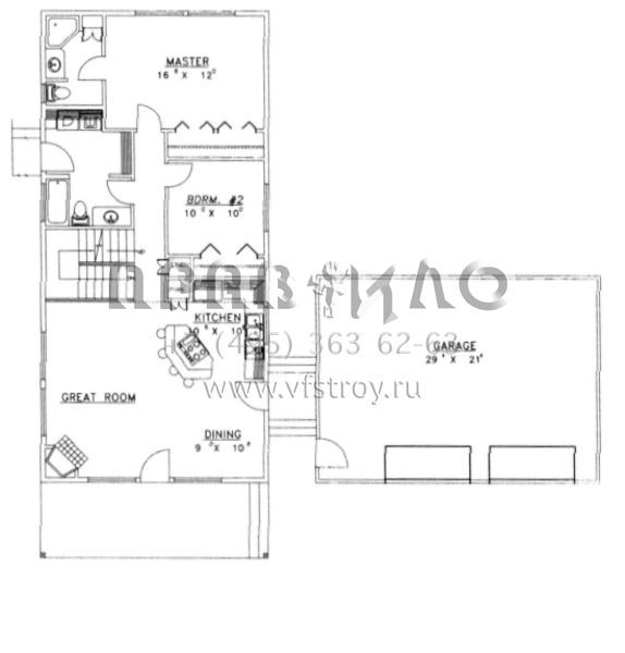 Проект двухэтажного дома с гаражом на две машины в современном стиле S5-149 (039-00359)
