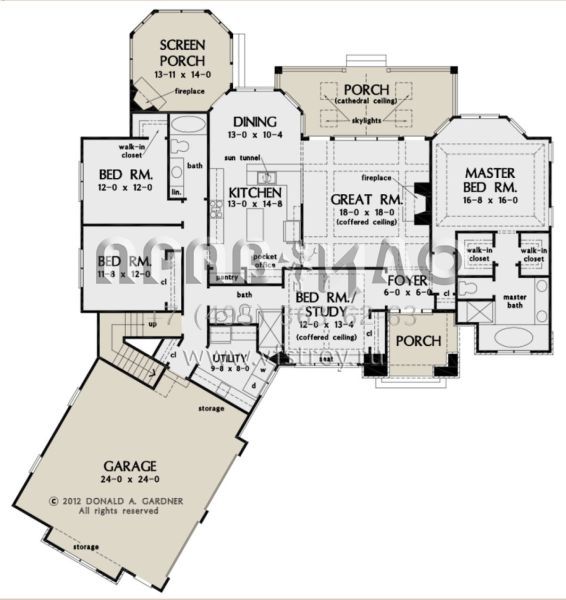 Проект одноэтажного дома с гаражом на две машины в стиле Ранчо S5-204 (2865-00184)