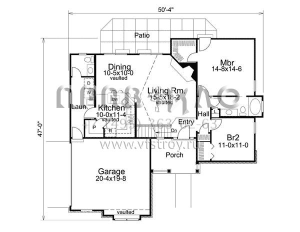 Проект одноэтажного дома с гаражом на две машины в стиле Ранчо S5-116 (5633-00109)