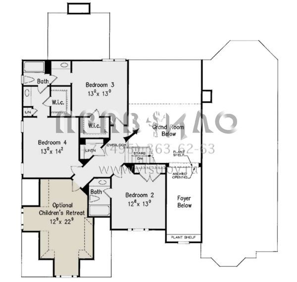 Проект двухэтажного дома с гаражом на три и более машин в стиле Ранчо S5-307 (8594-00401)