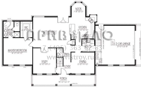 Проект двухэтажного дома с гаражом на две машины в стиле Ранчо S5-234 (1754-00014)