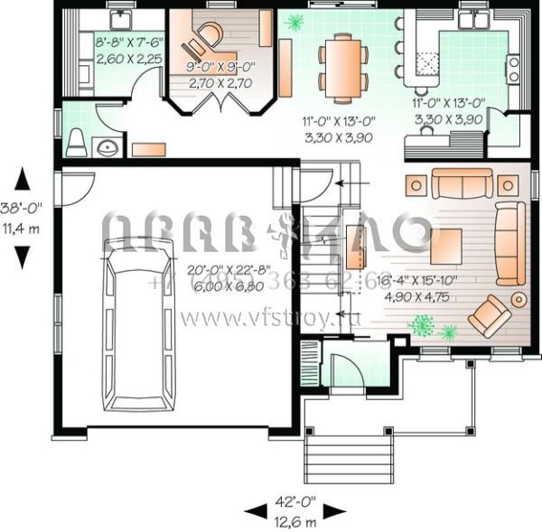 Проект двухэтажного дома с гаражом на две машины в английском стиле S5-227 (034-00762)