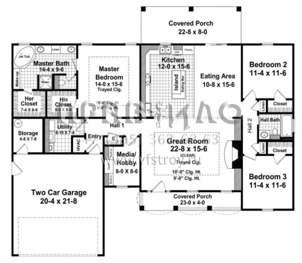 Проект одноэтажного дома с гаражом на две машины в стиле Ранчо S5-173 (348-00076)