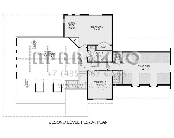 Проект двухэтажного дома с гаражом на две машины в стиле Ранчо S5-256 (940-00319)