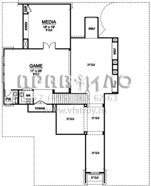 Проект двухэтажного дома с гаражом на три и более машин в английском стиле S5-396 (5445-00095)