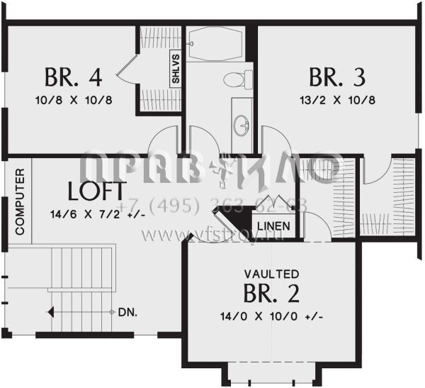 Проект двухэтажного дома с гаражом на две машины в американском стиле S5-200 (2559-00899)