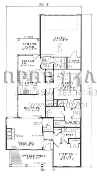 Проект двухэтажного дома с гаражом на две машины в стиле Ранчо S5-185 (110-00210)