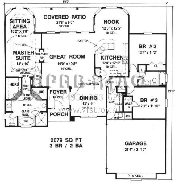 Проект одноэтажного дома с гаражом на две машины в современном стиле S5-193 (4766-00040)